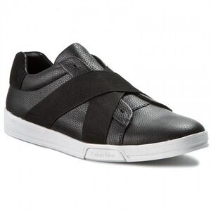 CALVIN KLEIN Baku Tumbled Leather Slip On Shoes Black 9